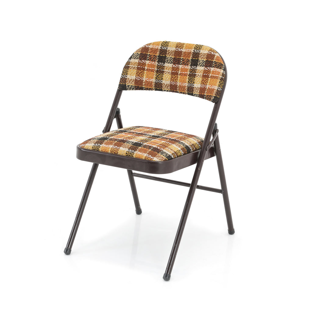 Brown & Tan Plaid Folding Chairs