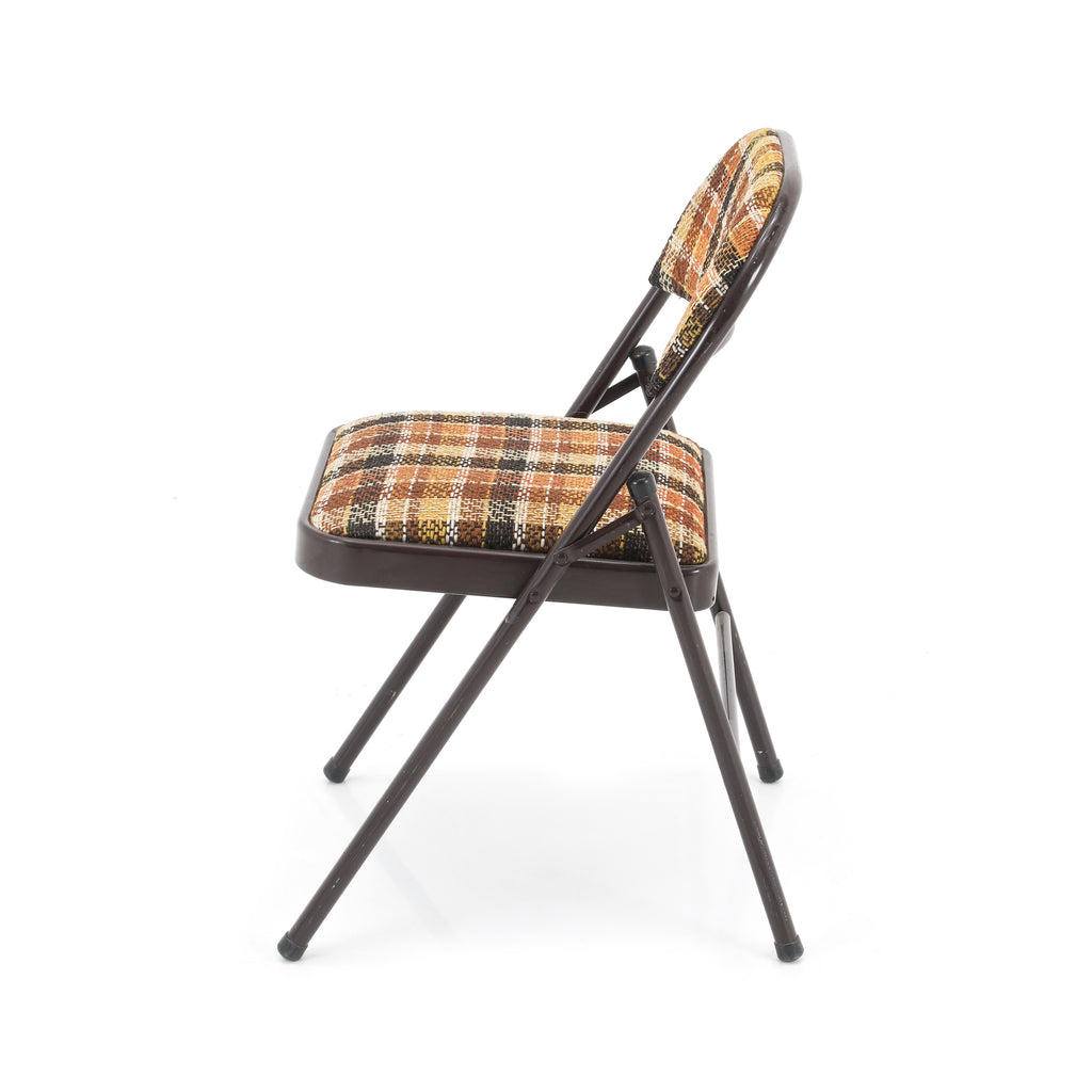 Brown & Tan Plaid Folding Chairs