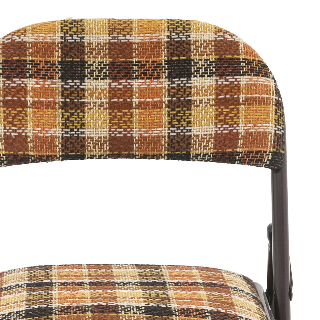 Brown & Tan Plaid Folding Chairs
