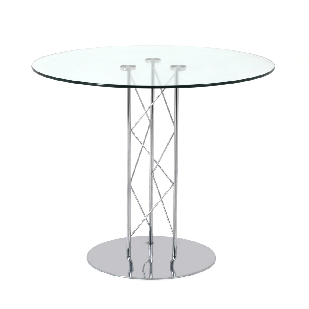 Round Glass & Chrome Dining Table