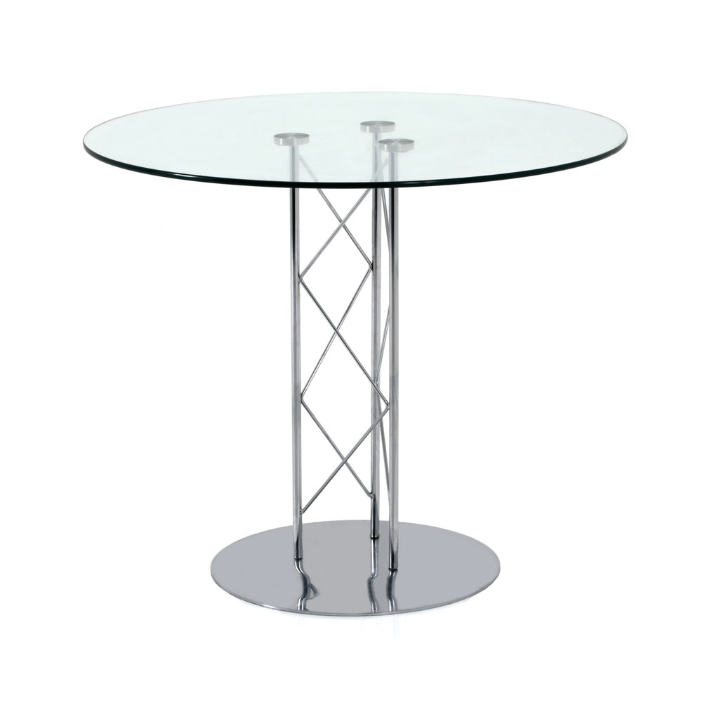 Round Glass & Chrome Dining Table