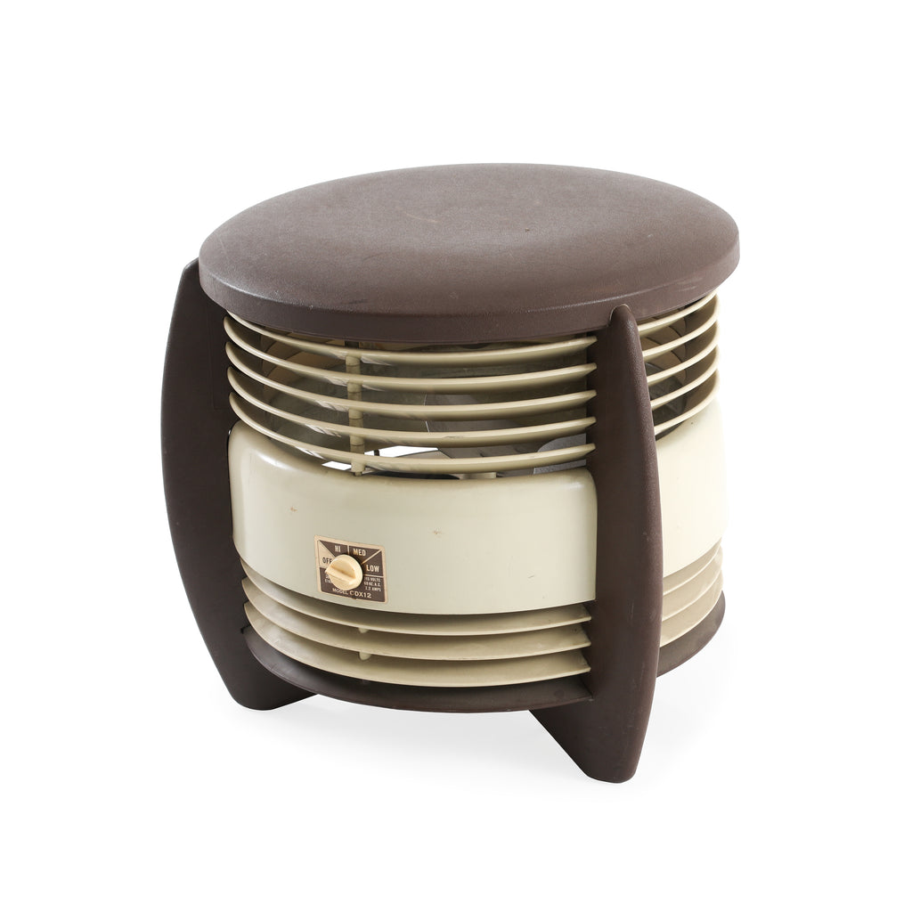 Brown & Tan Vintage Round Fan