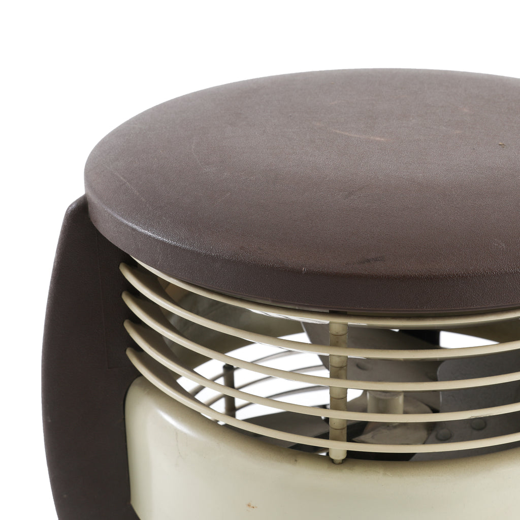 Brown & Tan Vintage Round Fan