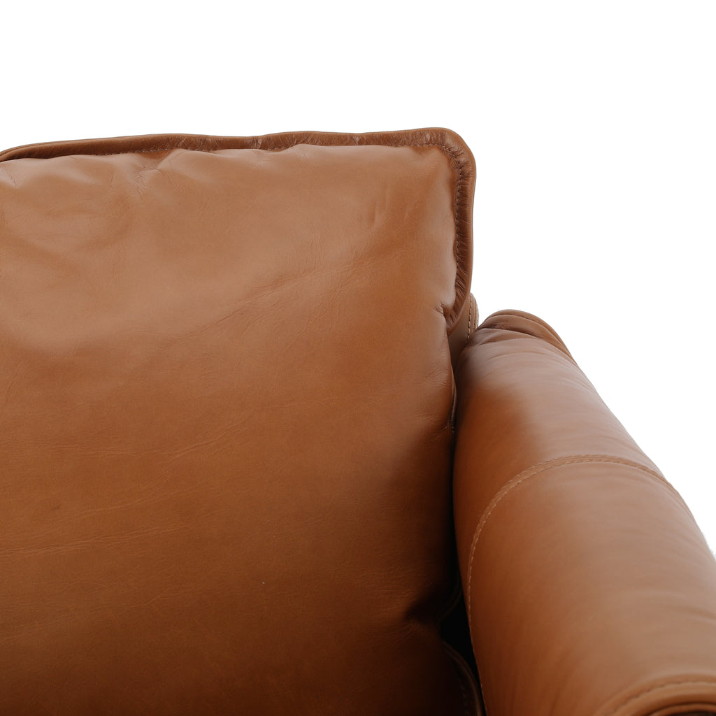 Brown Leather and Wood Armchair
