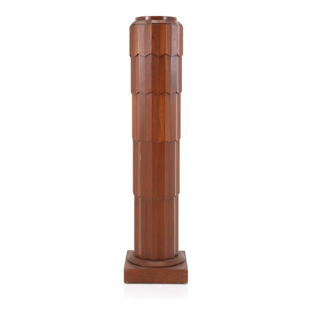 Tall Wood Ridged Pedestal