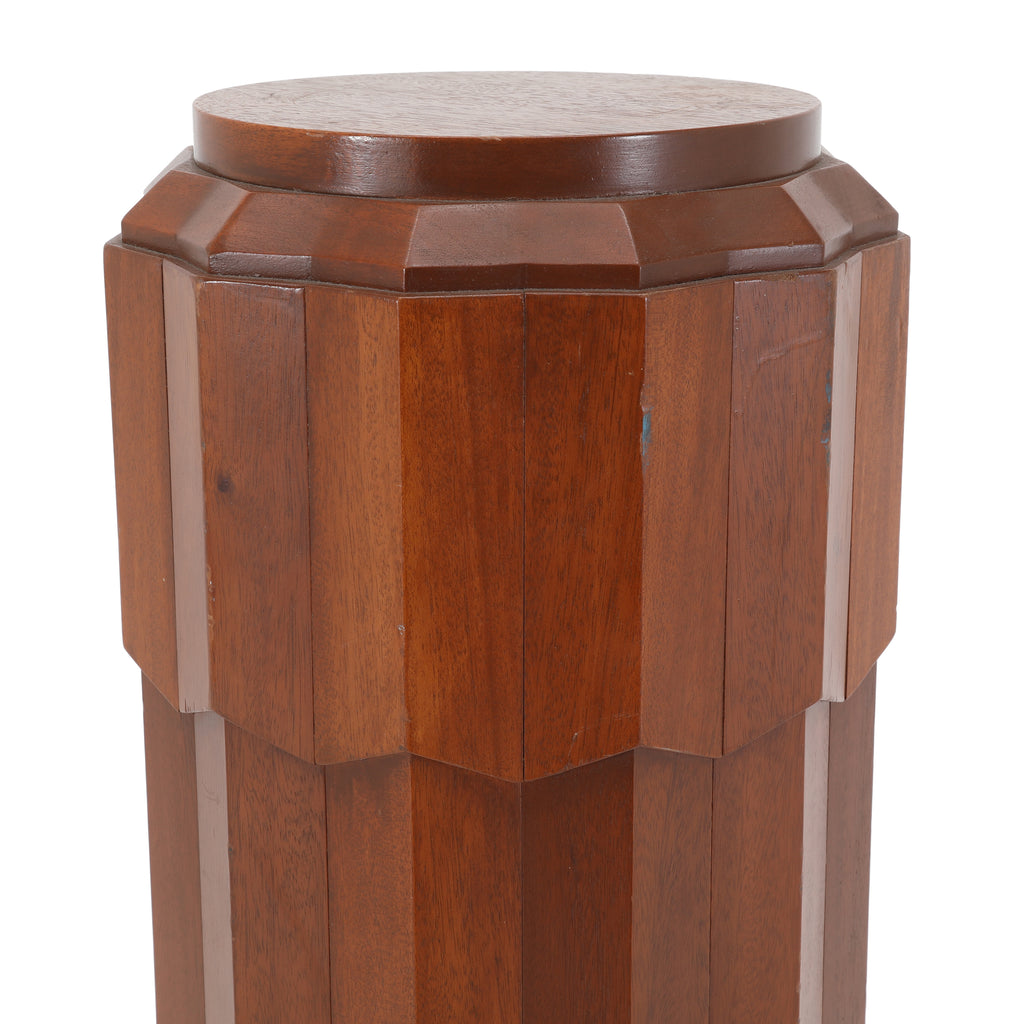 Tall Wood Ridged Pedestal