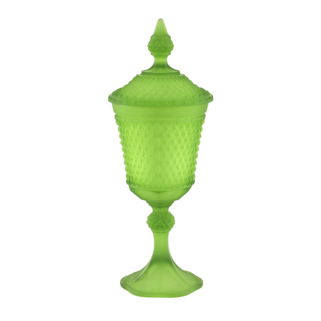 Frosted Green Glass Jar (A+D)