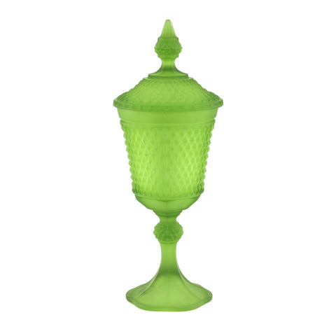 Frosted Green Glass Jar (A+D)