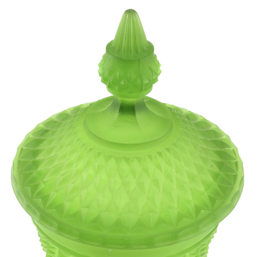 Frosted Green Glass Jar (A+D)
