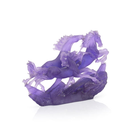 Frosted Purple Horses Table Sculpture (A+D)