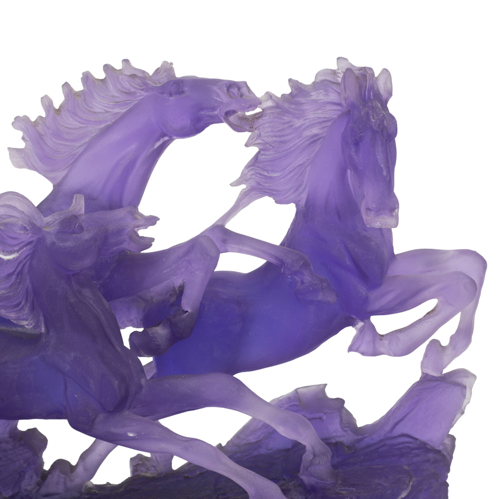 Frosted Purple Horses Table Sculpture (A+D)