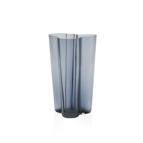 Grey Smoked Wavey Glass Vase (A+D)