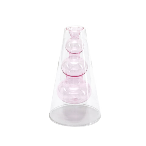 Clear Glass Cone with Pink Bubbles (A+D)