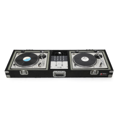 Silver Gemini DJ Turntables + Mixer & Coffin