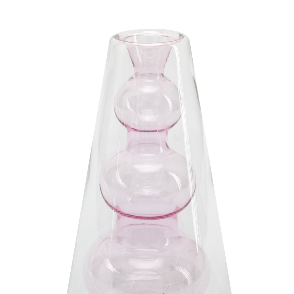 Clear Glass Cone with Pink Bubbles (A+D)