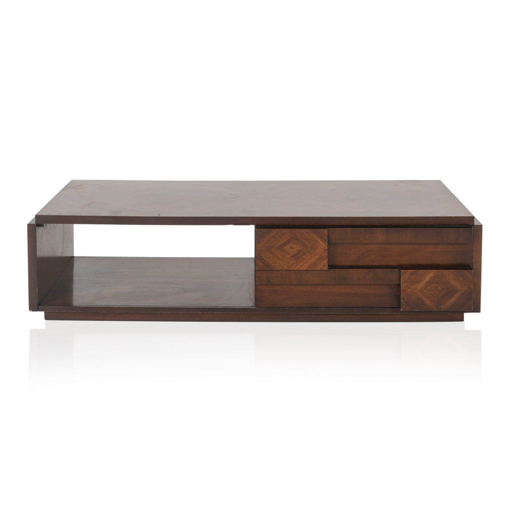 Wood Coffee Table with Sliding Door