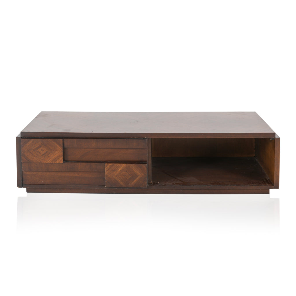 Wood Coffee Table with Sliding Door
