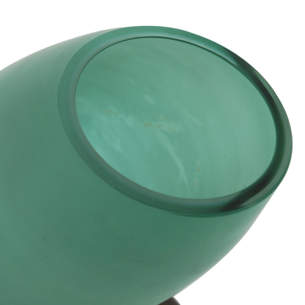 Green Frosted Glass Vase with Metal Legs (A+D)
