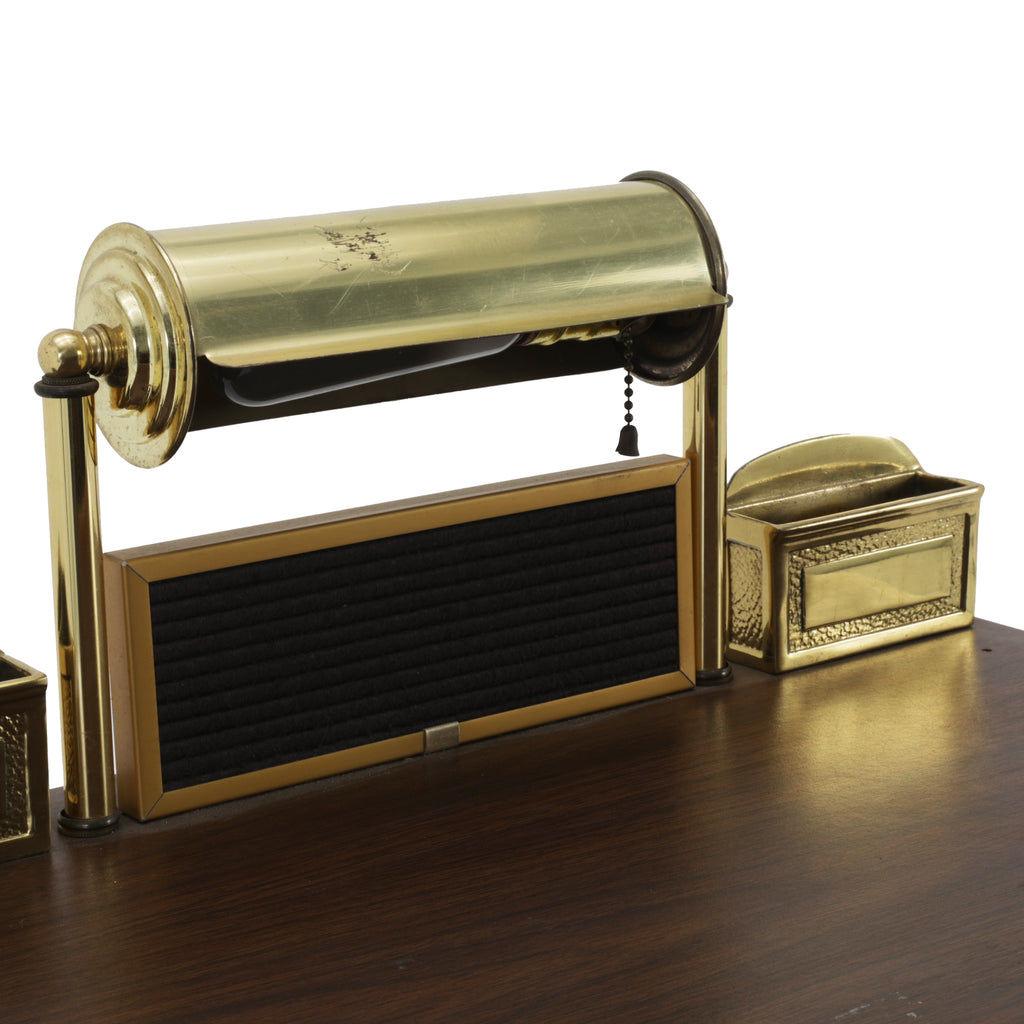 Gold & Wood Vintage Podium w/ Lamp