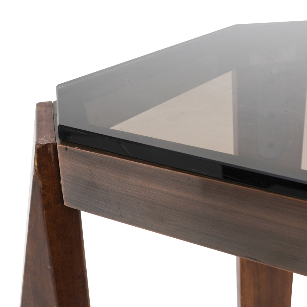 Dark Wood / Glass Pedestal