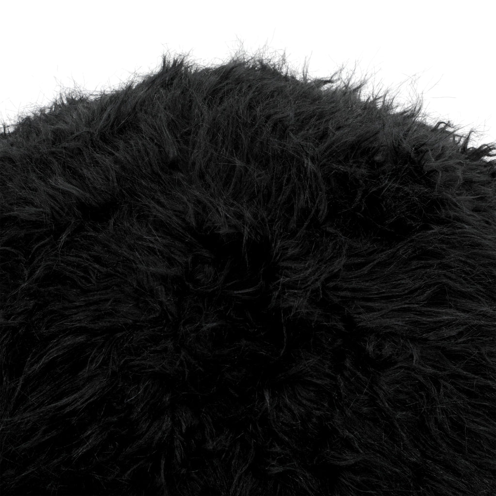 Black Faux Fur Ball on Metal Base