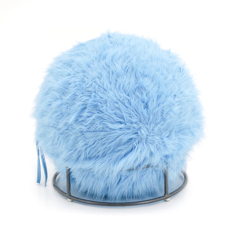 Light Blue Faux Fur Ball on Metal Base