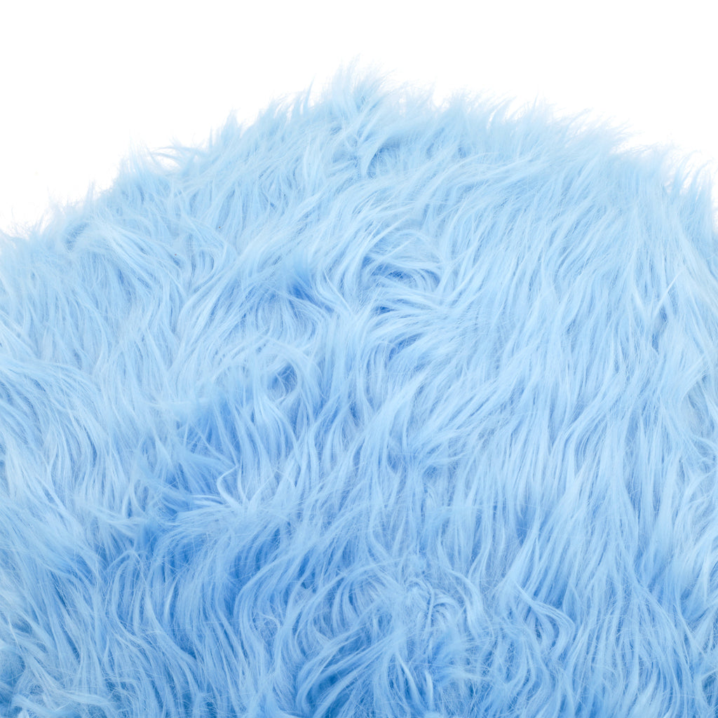 Light Blue Faux Fur Ball on Metal Base