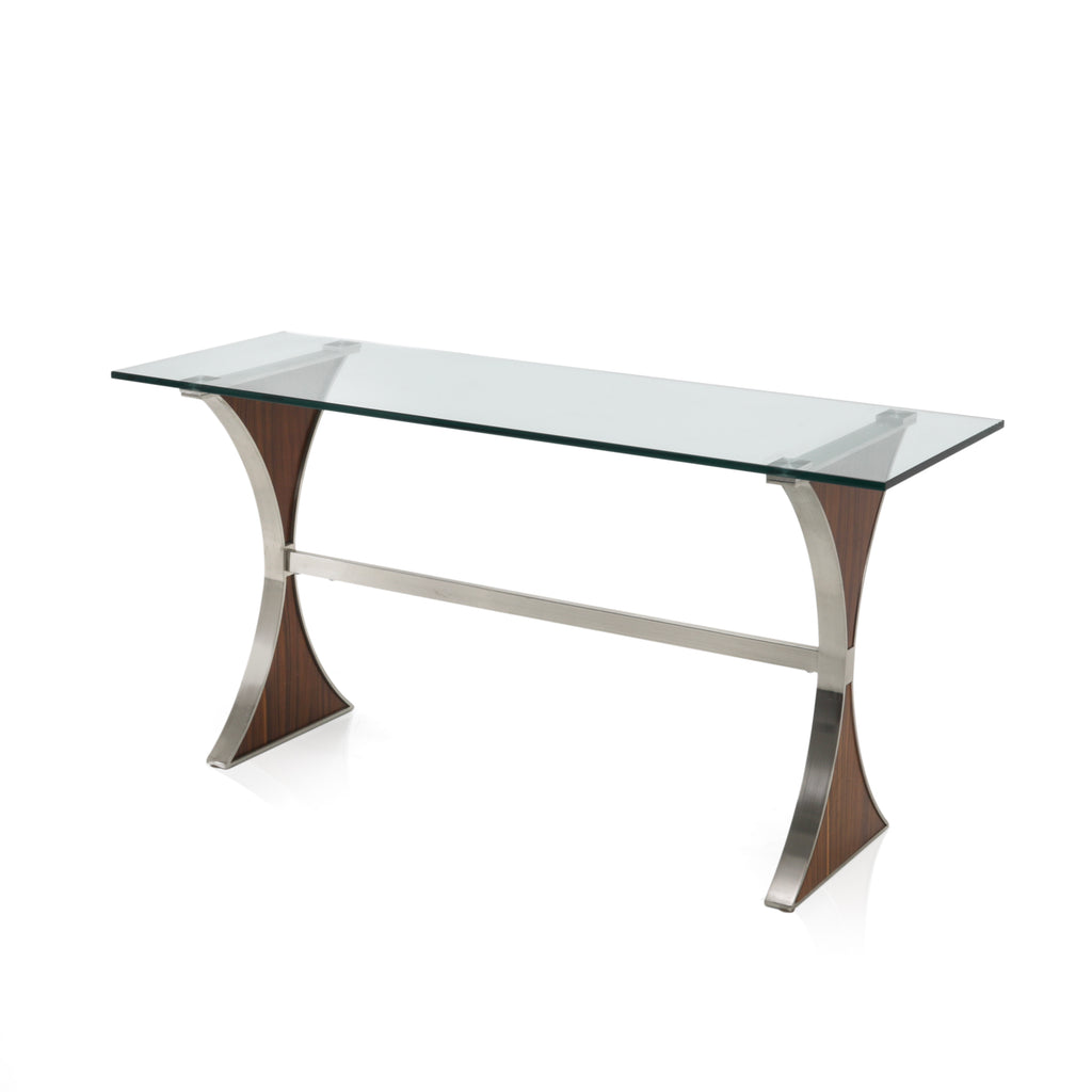 Chrome / Wood / Glass Top Bellini Console Table