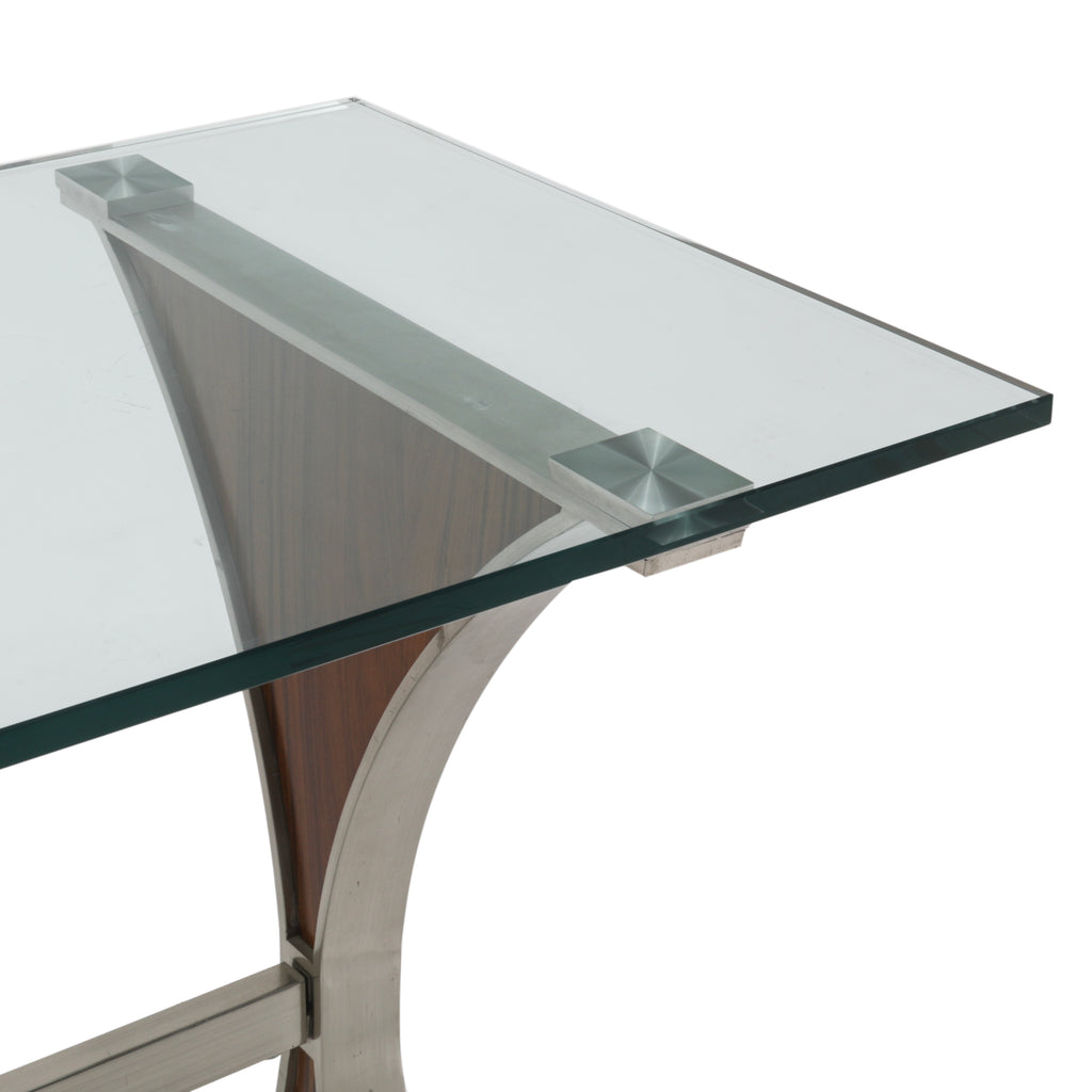 Chrome / Wood / Glass Top Bellini Console Table