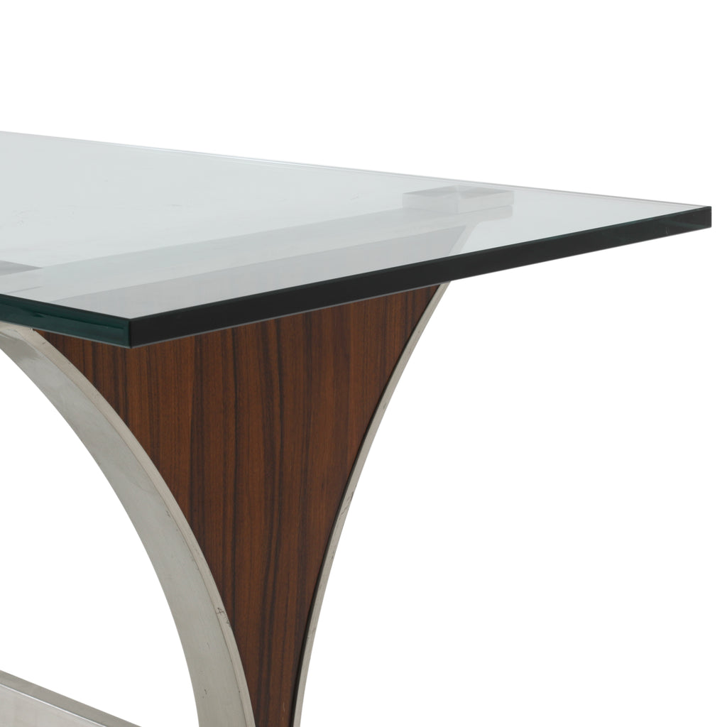 Chrome / Wood / Glass Top Bellini Console Table