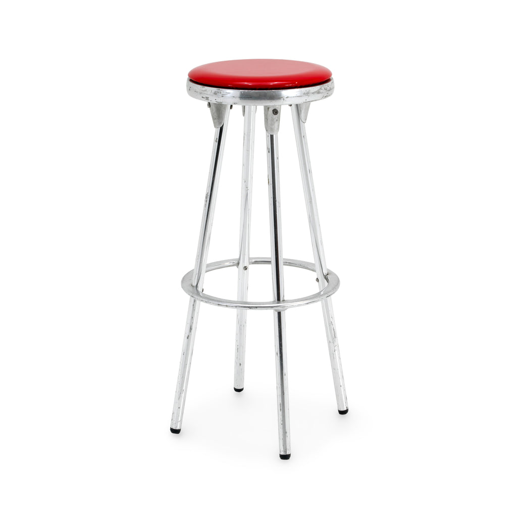 Glossy Red and Chrome Bar Stool