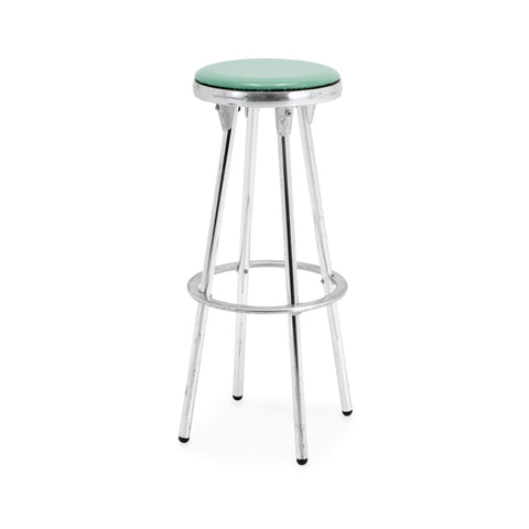 Glossy Teal and Chrome Bar Stool