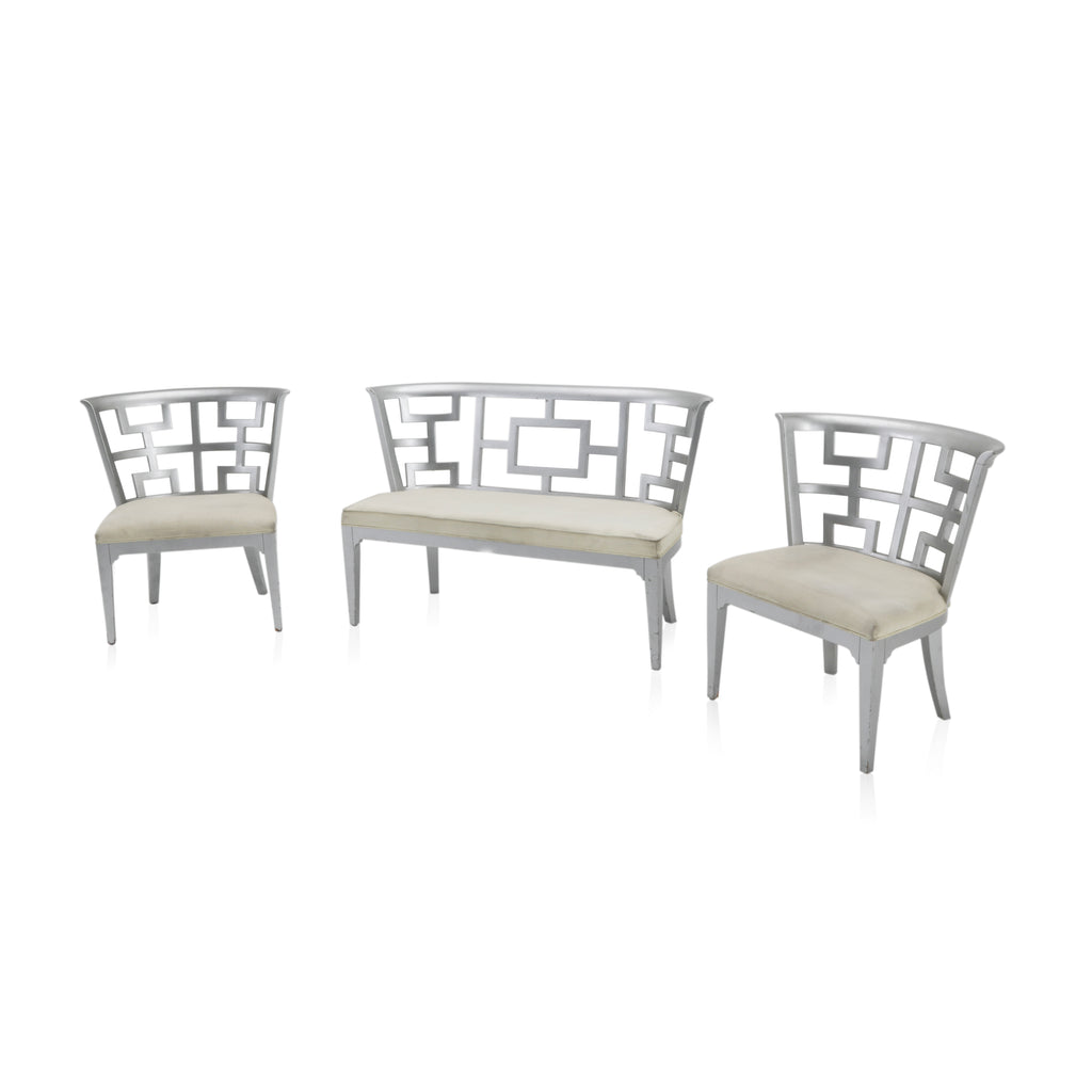 Silver Cut-Out Loveseat / Bench