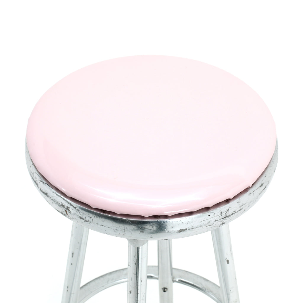 Glossy Light Pink and Chrome Bar Stool
