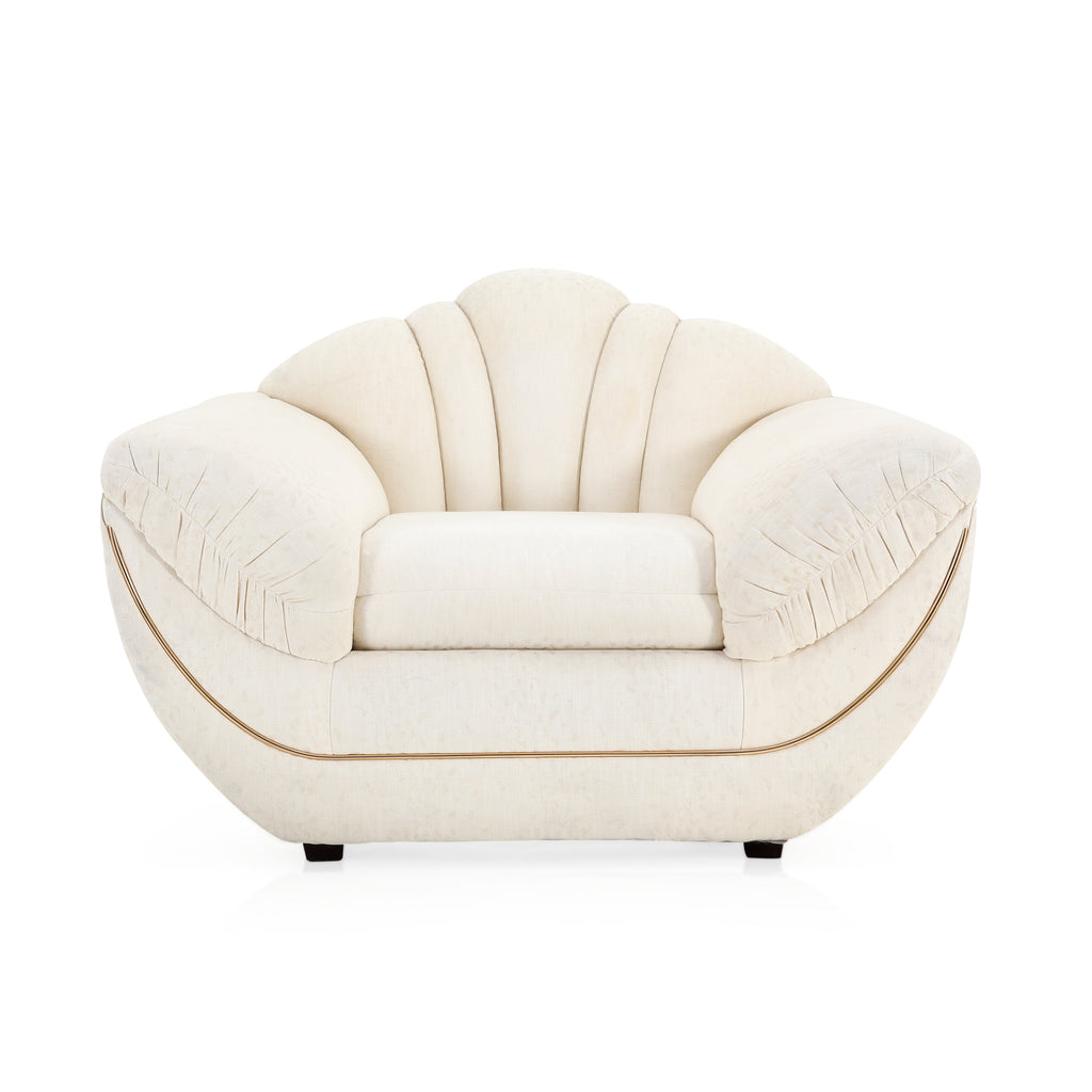 White Arm Chair with Gold Trim