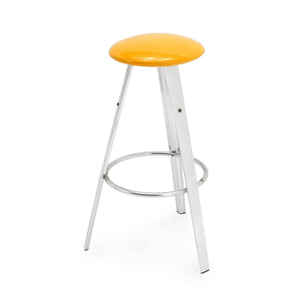 Yellow Vinyl & Chrome Tripod Stool