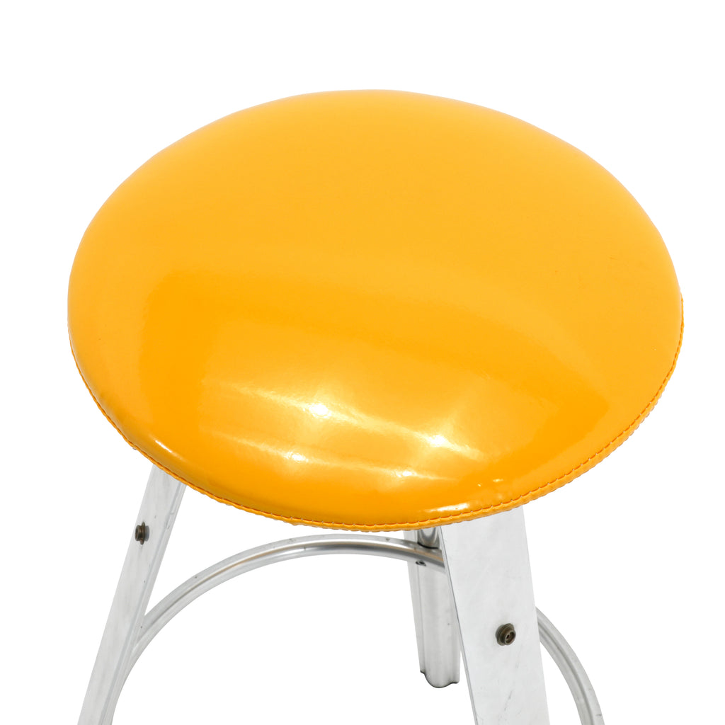 Yellow Vinyl & Chrome Tripod Stool
