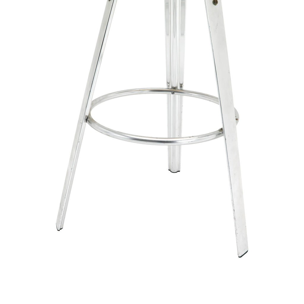 Blue Vinyl & Chrome Tripod Stool