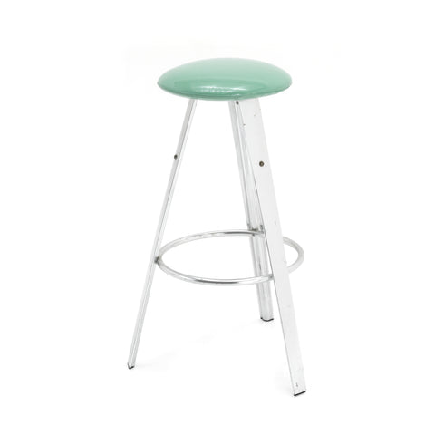 Mint Green Vinyl & Chrome Tripod Stool