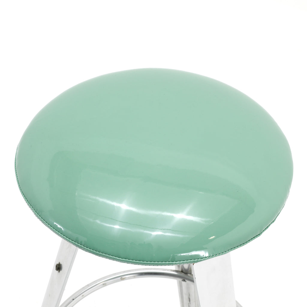 Mint Green Vinyl & Chrome Tripod Stool