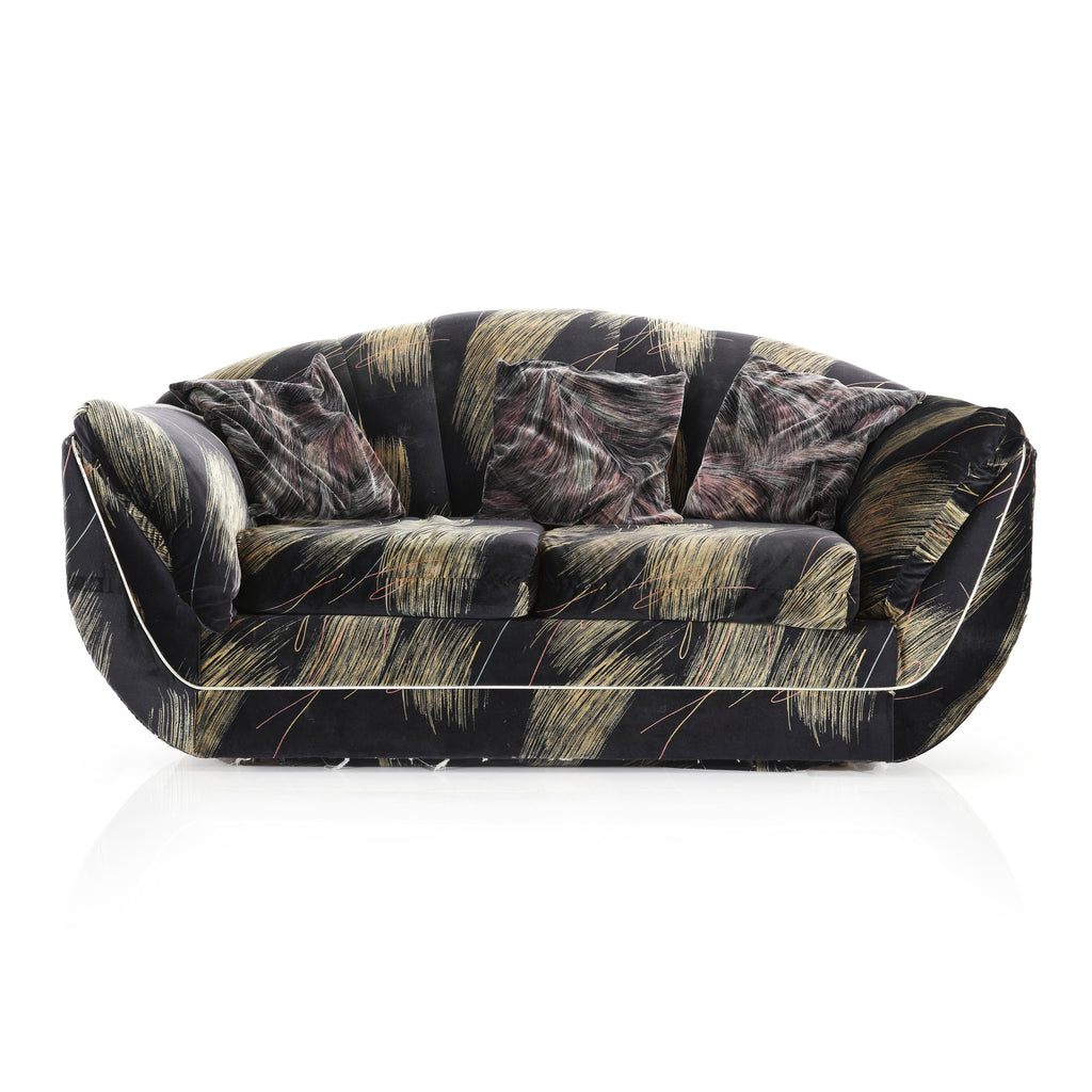 Black and Gold 80's Loveseat