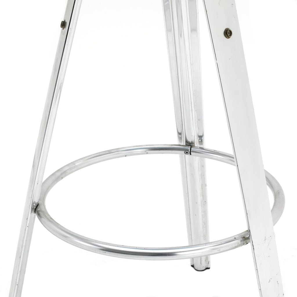 Blue Vinyl & Chrome Tripod Stool