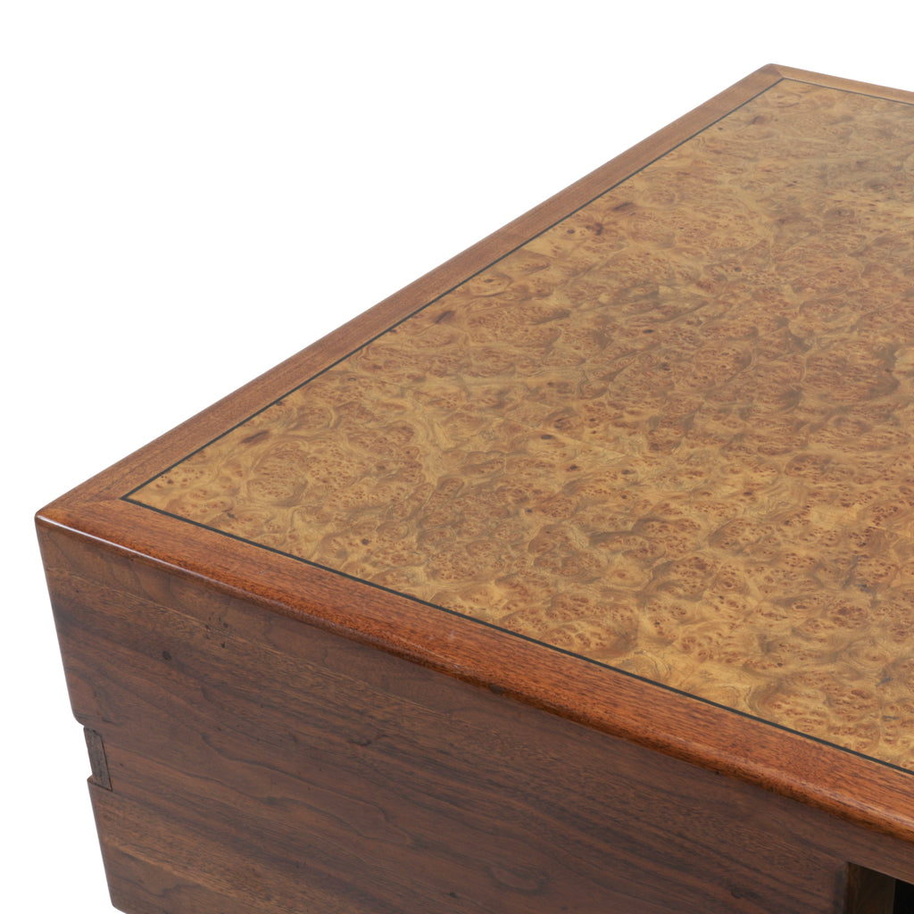 Large Burlwood Executive Desk w/ Chrome Base