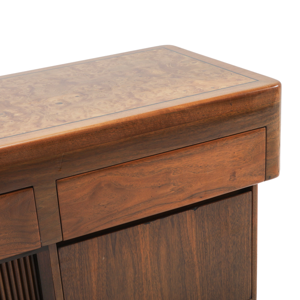 Large Burlwood Office Credenza w/ Chrome Base