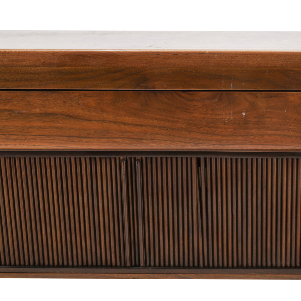 Large Burlwood Office Credenza w/ Chrome Base