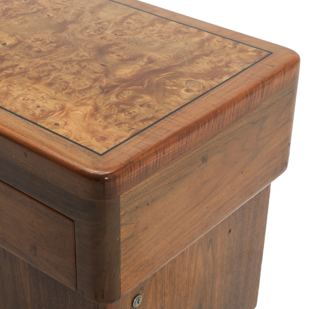 Large Burlwood Office Credenza w/ Chrome Base