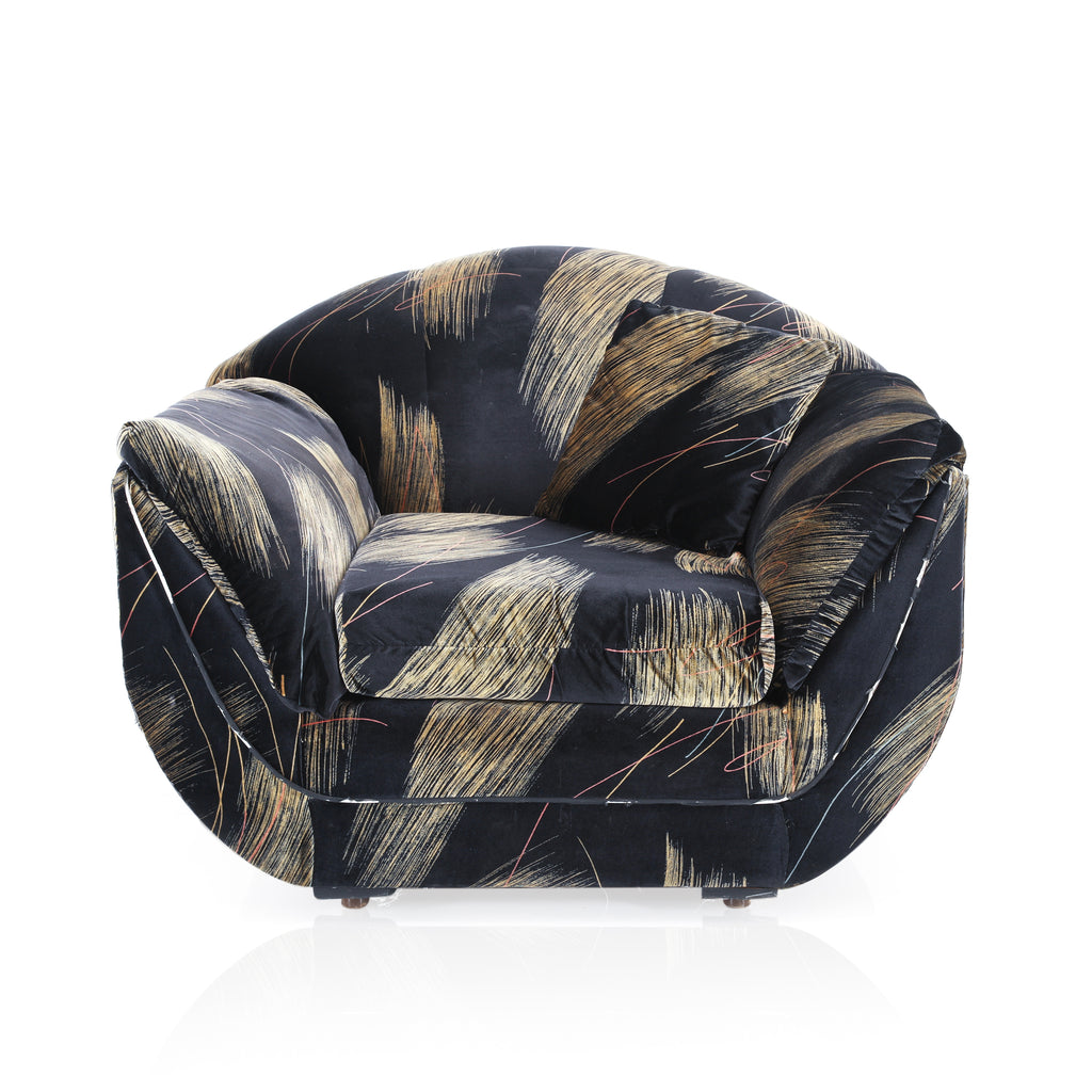 Black and Gold 80's Arm Chair