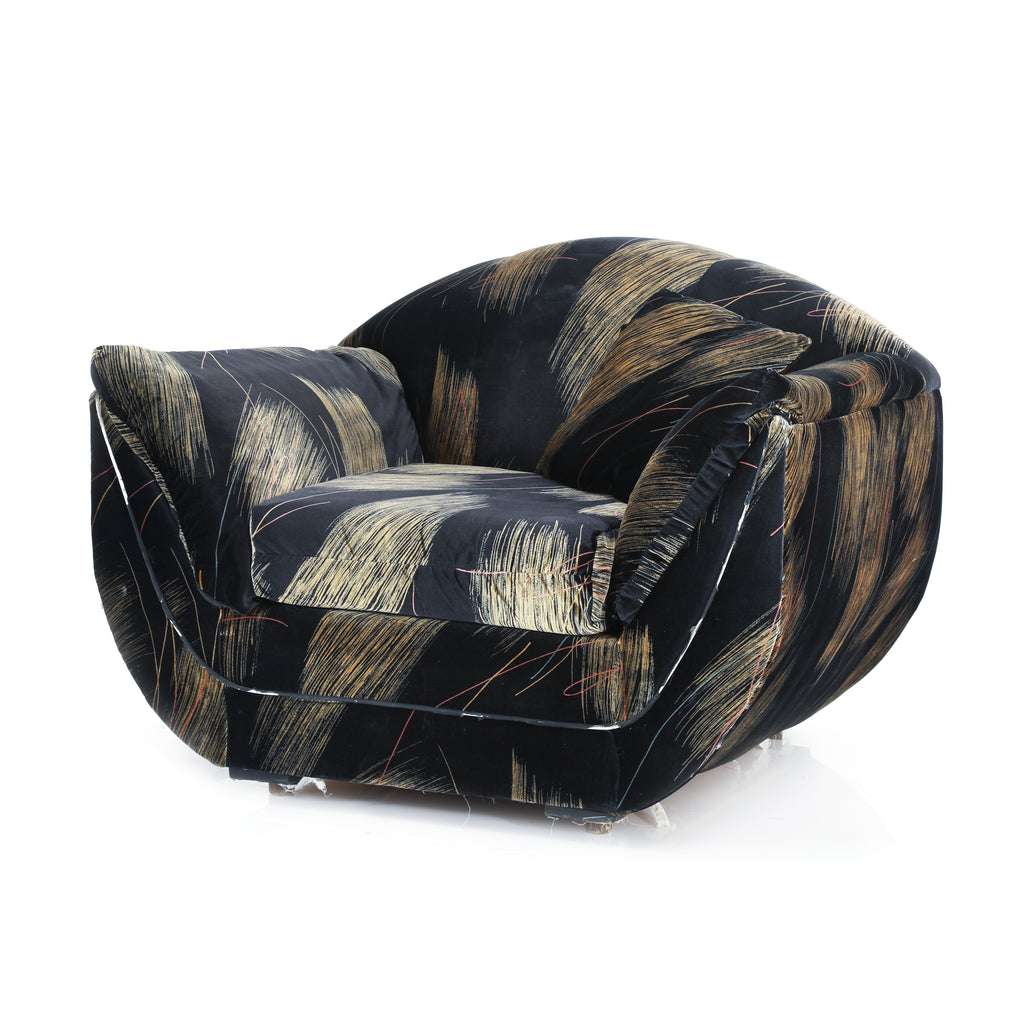 Black and Gold 80's Arm Chair