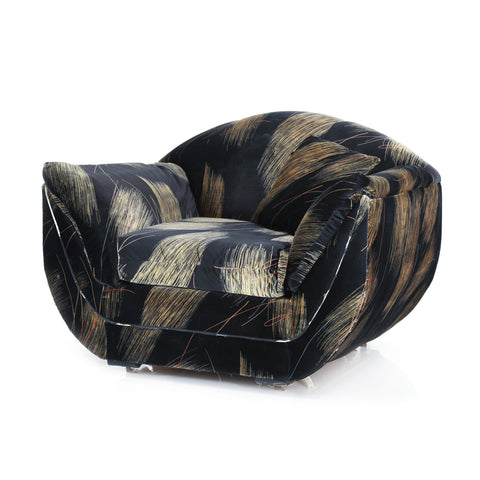 Black and Gold 80's Arm Chair