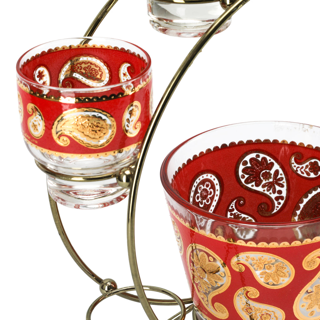 Red & Gold Paisley Cocktail Glass